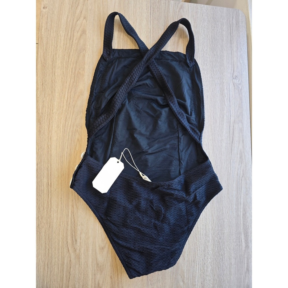 DÔEN Women One Piece Swimsuit XL Black Danica Maillot Textured Button beachy - Picture 5 of 10